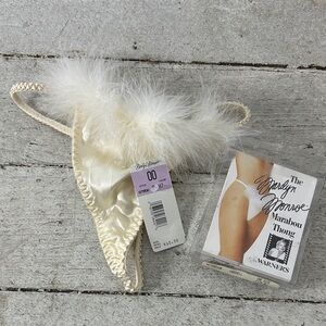 Vintage 80s Marilyn Monroe Deadstock Marabou Silk Thong One Size